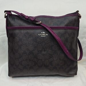 Coach Crossbody Canvas File Bag in Brown and Purple